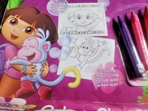 Dora The Explorer Color & Cling Bath Coloring Sheets *READ* (T63)