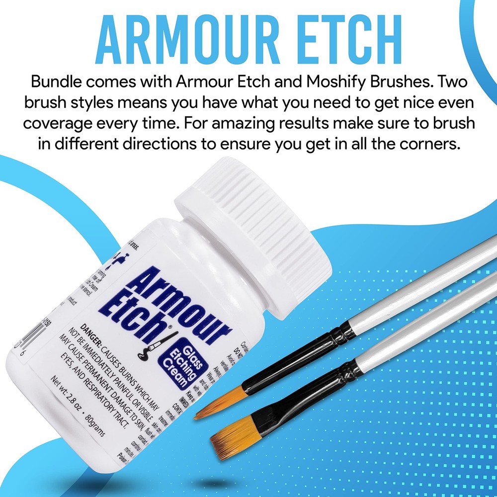 Armour Etch Glass Etching Cream - Starter 2.8oz Size - Bundled with Moshify