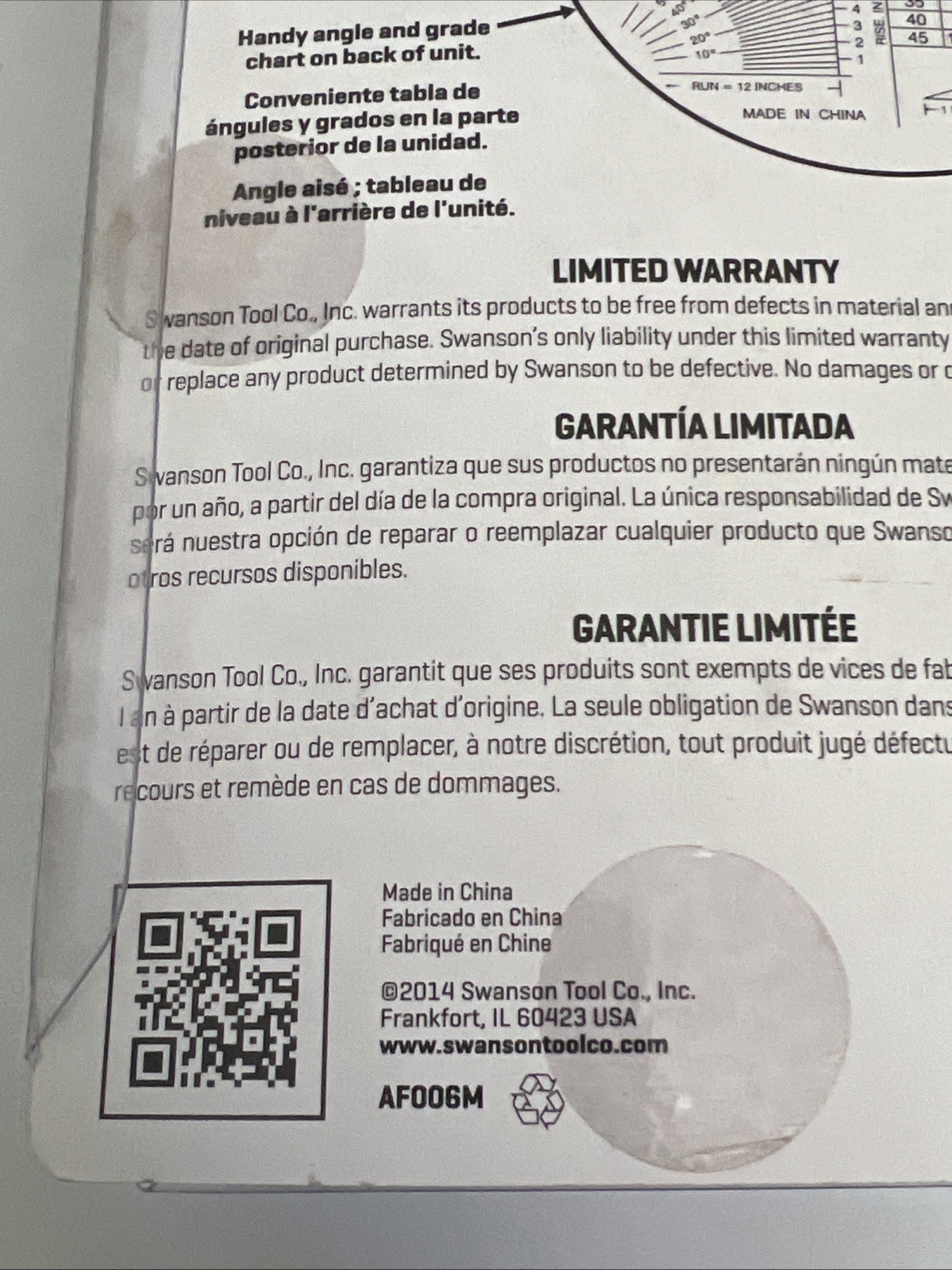 Swanson Magnetic Angle Finder AF006M New