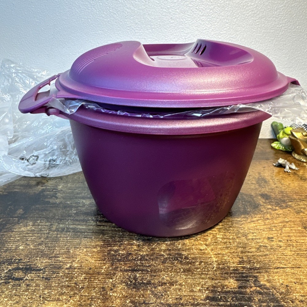 Tupperware Microwave Rice maker Steamer 3 Piece Set Purple with instructions