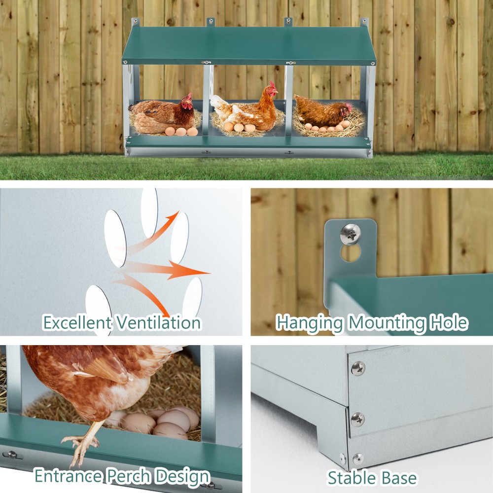 3/4/6/8 Room Nesting Boxes for Chicken, Galvanized steel Nesting Boxes for Hens