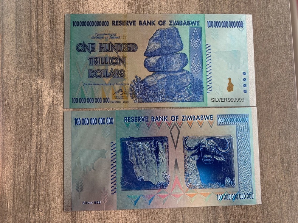 Zimbabwe 100 trillion  Silver Foil Note - Collectables / Great Gift