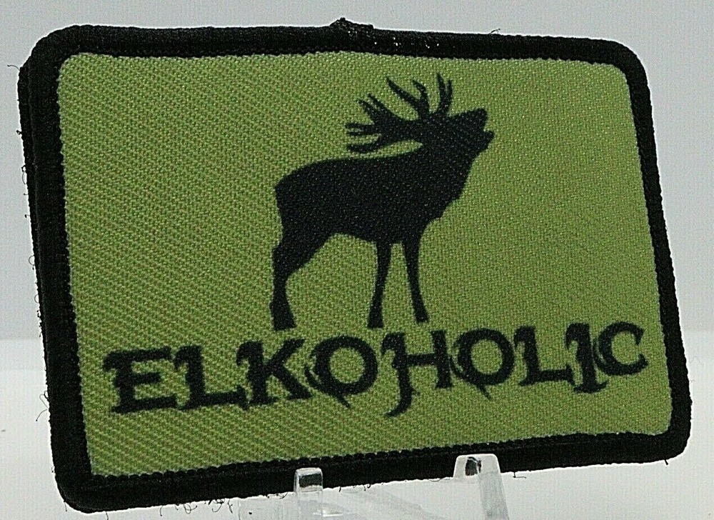 ELKOHOLIC hunting humor elk meme 2"x3" hook & loop tactical patch