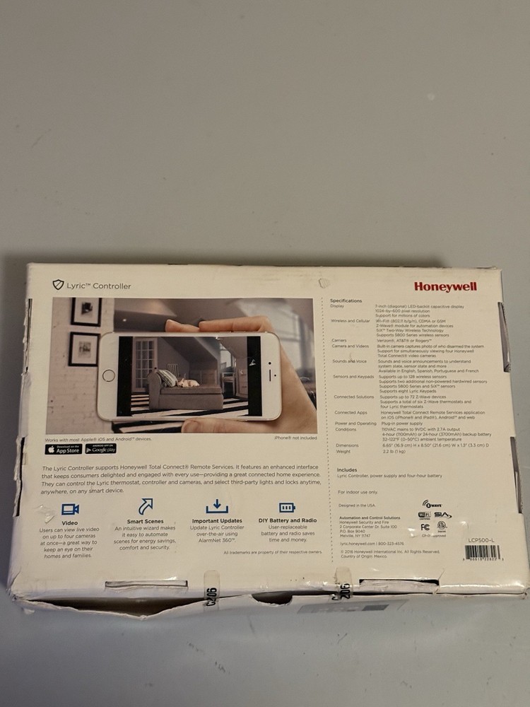 Honeywell Lyric 7" Controller Panel White LCP500-L Open Box