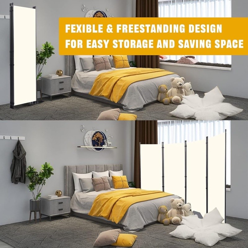 Portable Folding Room Divider Privacy Screen Adjustable 4 Panel Partition New