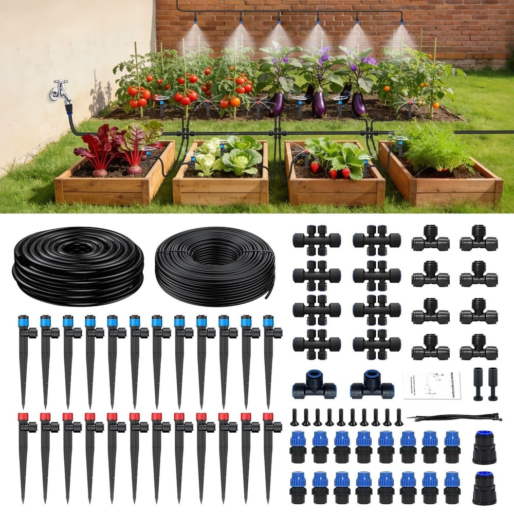 250FT Drip Irrigation System Kit New Quick-Connect, Automatic Garden Watering...