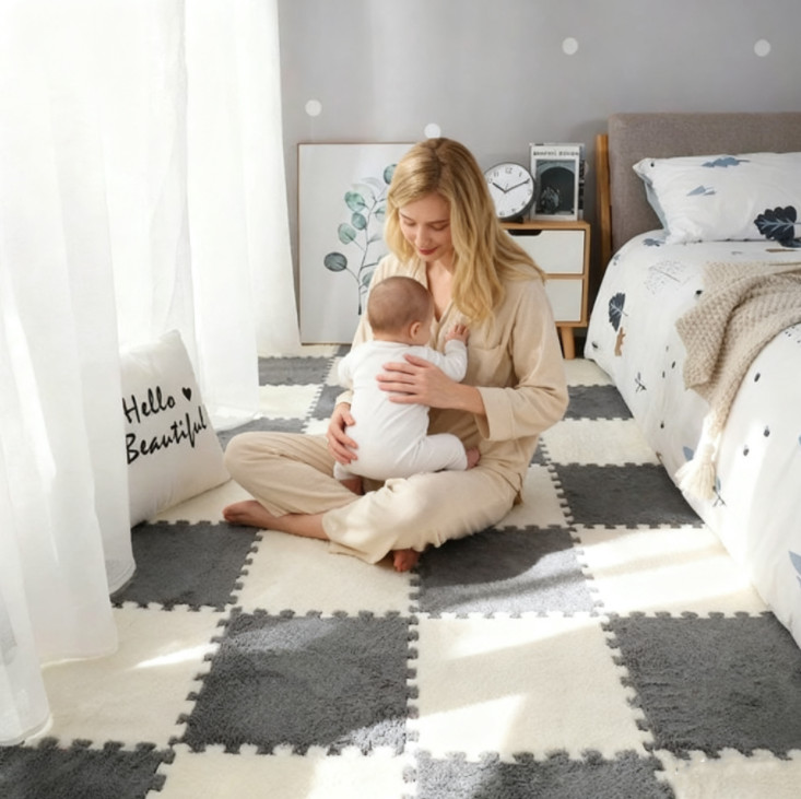 20Pcs 11.8"x11.8" Plush Interlocking Carpet Tiles, Anti-Slip Puzzle Mat for Kid