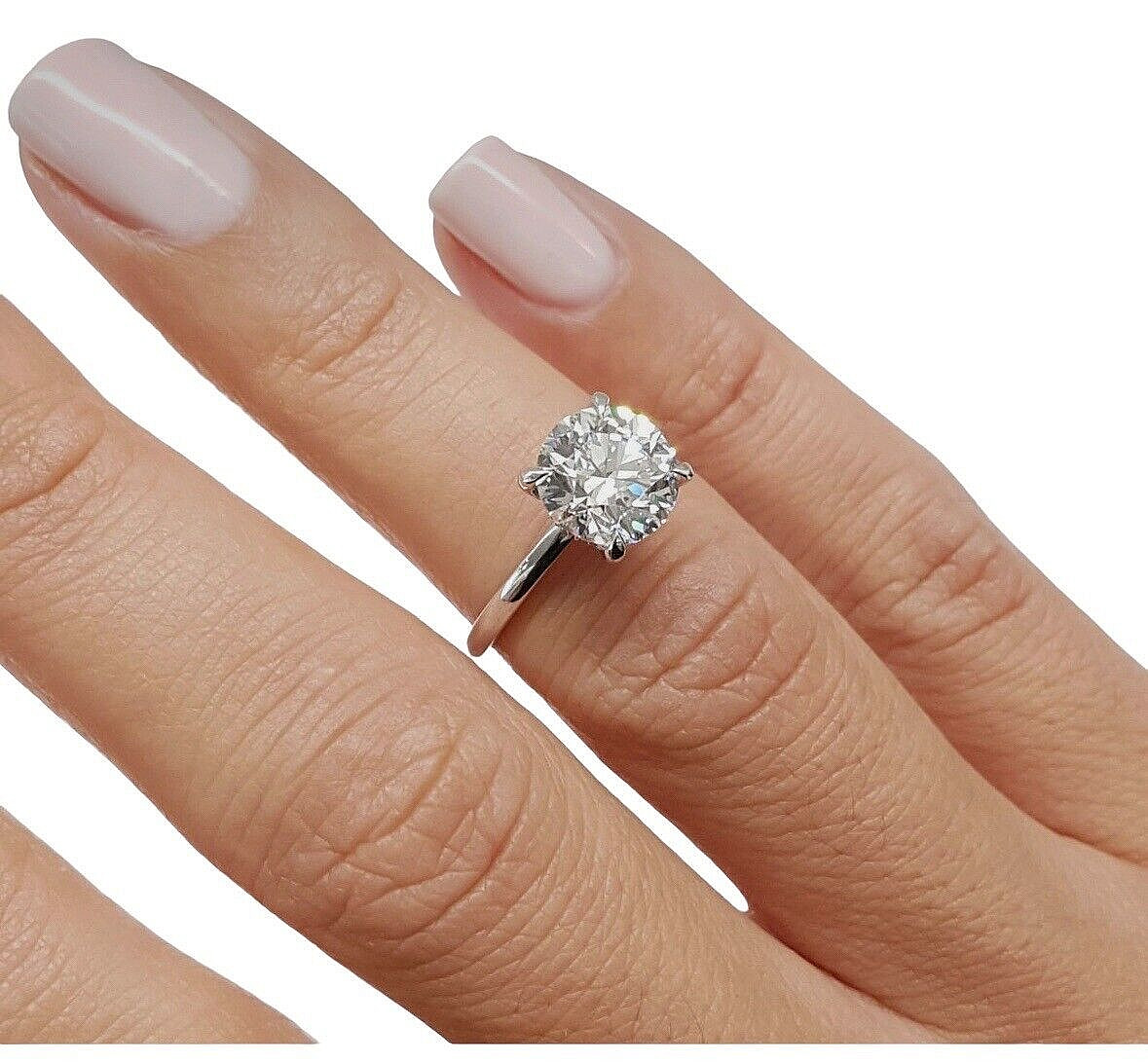 2.00 CT Round Cut VVS1/D GRA Moissanite Engagement Ring 14k White Gold Size 7