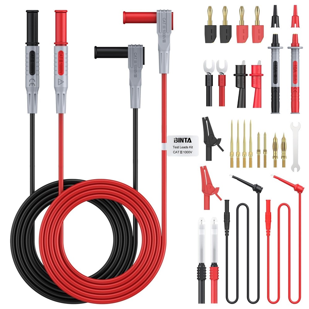 28PCS Silicone Multimeter Leads Kit with Replaceable Gold-Plated Test Probes ...