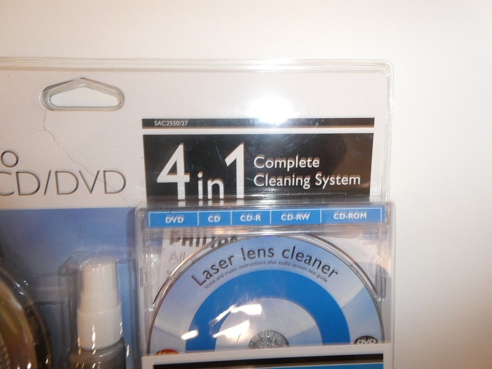 Philips 4-in-1 CD/DVD Disc & Lens Cleaning Kit Multi-Function System 2006 NOS