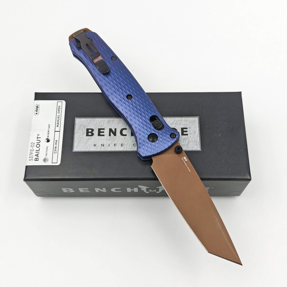 Benchmade 537FE-02 Bailout Crater Blue Handle AXIS Lock Drop Folding Knife