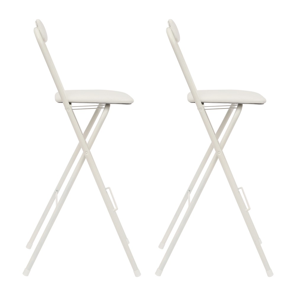 2PCS Modern Folding Bar Chairs, Space-Saving Design, Comfortable Seating White