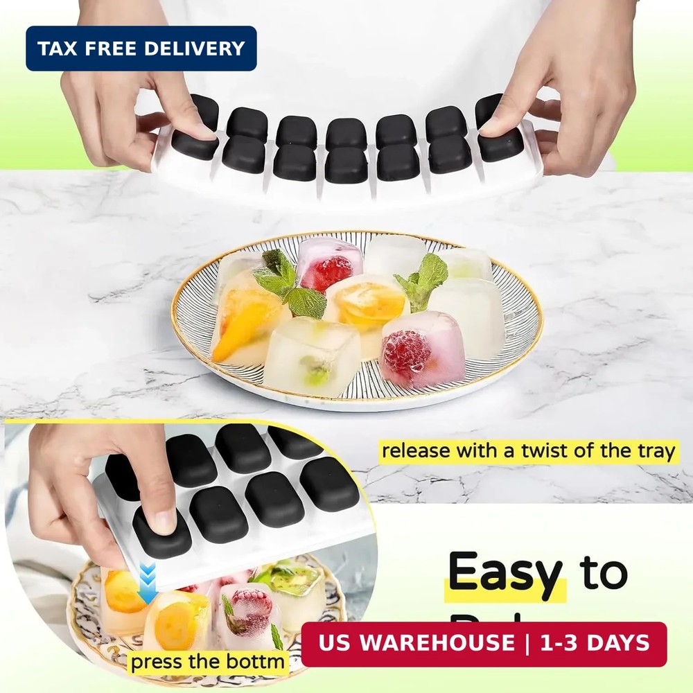 Ice Cube Tray 5 Pack, Stackable Silicone Ice Cube Trays with Lid- Easy Release R