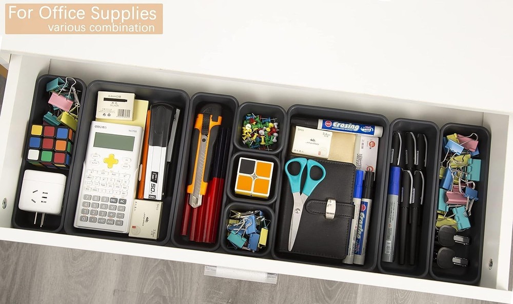 15 PCS Interlocking Desk Drawer Organizer Separator for OfficeBathroomKitch