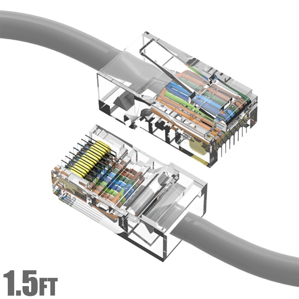 1.5FT Cat5e RJ45 Ethernet LAN Network Patch Cable UTP Non-Booted Copper Gray