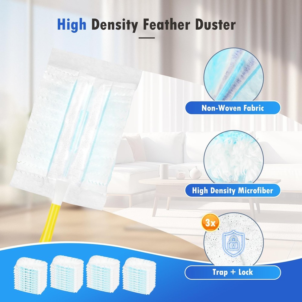 50 Count 180° Multi-Surface Feather Duster Refills Compatible with Swiffer