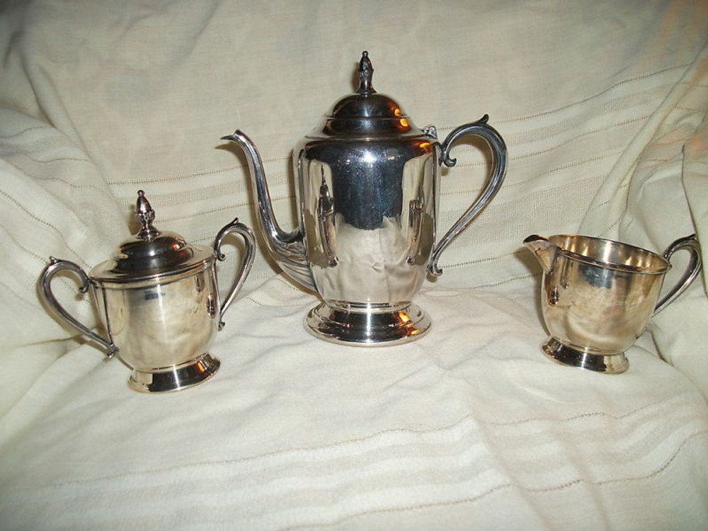 Sheets R.S. co silver coffee pot cream & sugar set
