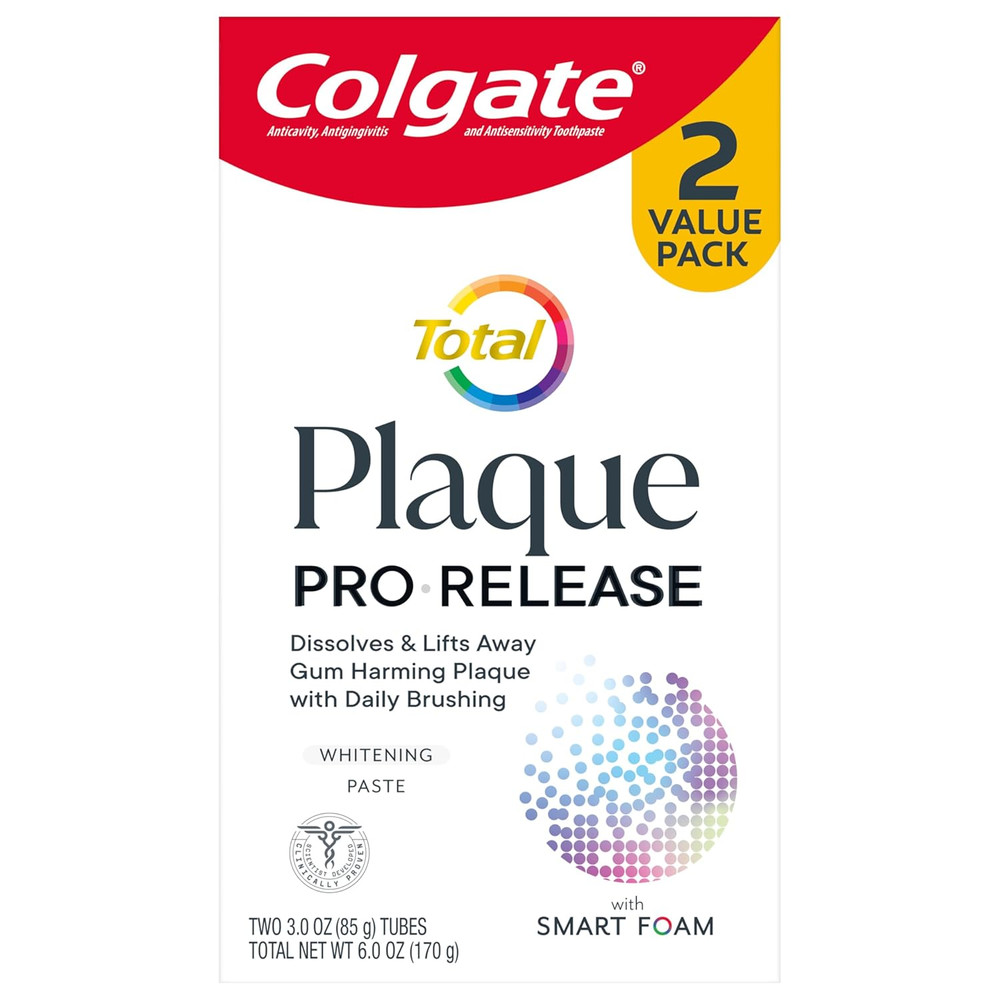Total Plaque Pro Release Whitening Toothpaste, 2 Pack, 3.0 Oz Tubes