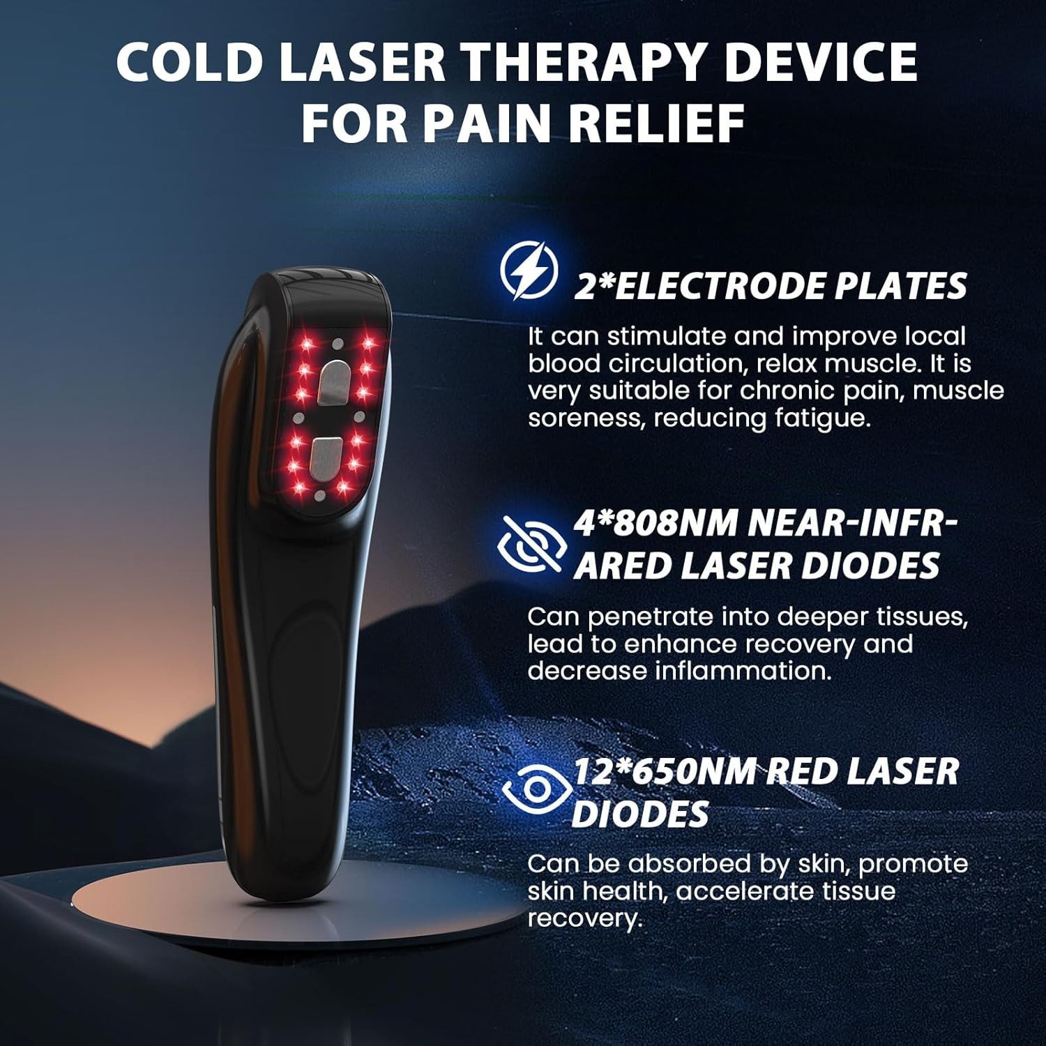 2-in-1 Cold Laser Treatment Therapy Device Home Pain Relief Physiother LLLT