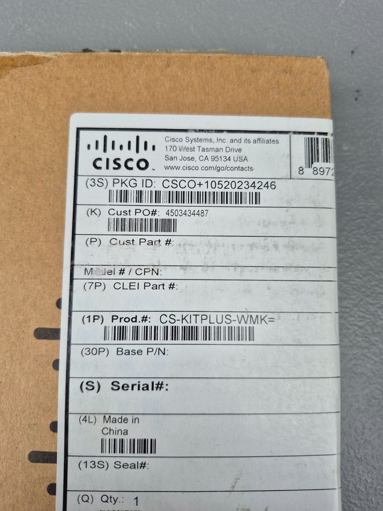 New In Box Genuine Cisco CS-KITPLUS-WMK= Wall Mount Kit Cisco Spark Codec Plus