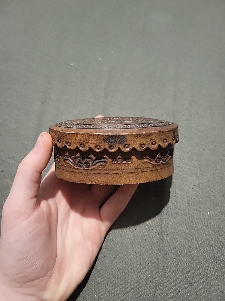Collectable Vintage Leather Multibox Container From Peru