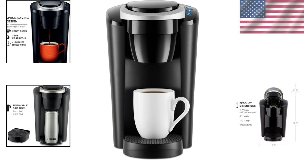 K-Compact Single-Serve Coffee Maker - 3 Brew Sizes & Space-Saving Design