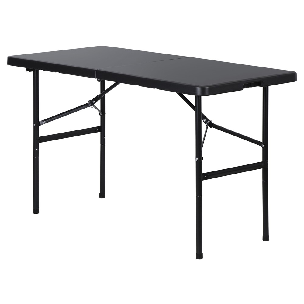 Folding Table 4FT Portable Heavy Duty Plastic Fold-in-Half Utility Dining Table