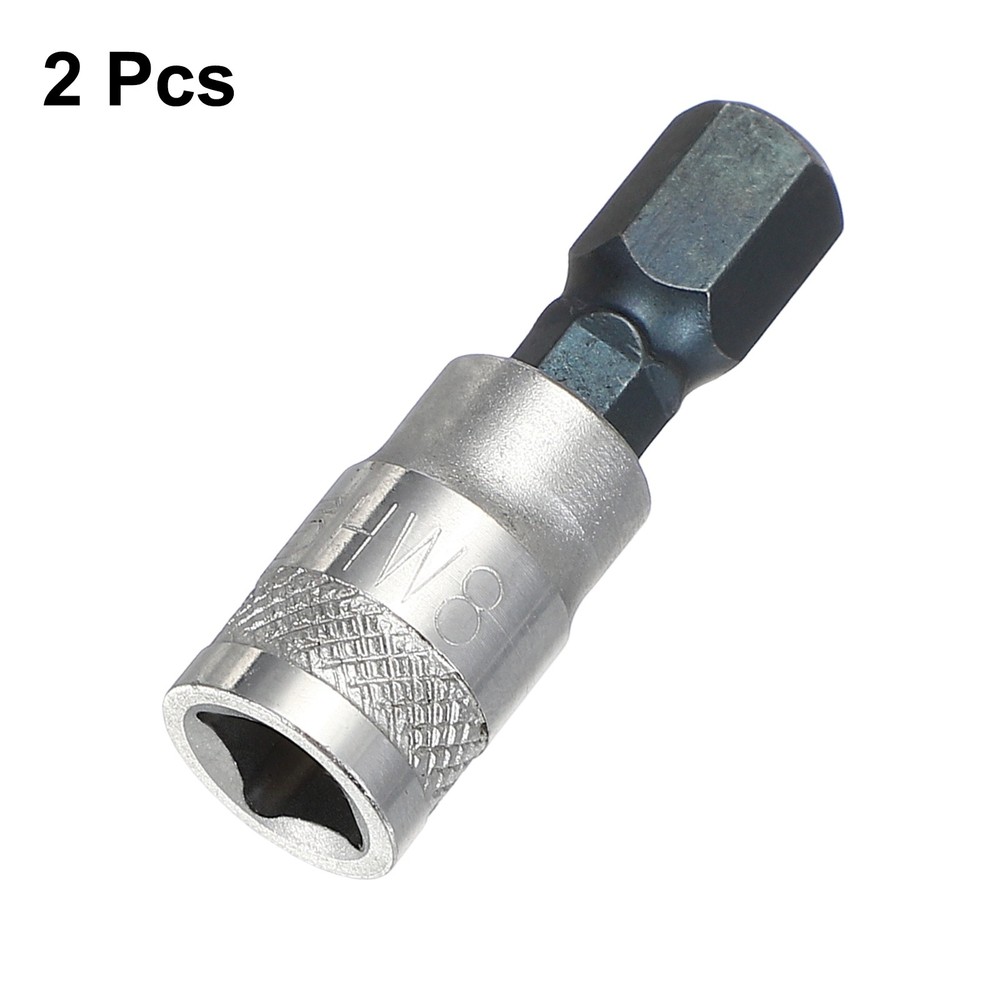2Pcs Hex Bit Socket H8 1/4" Drive 1.5" Length S2 Steel Bit CR-V Socket