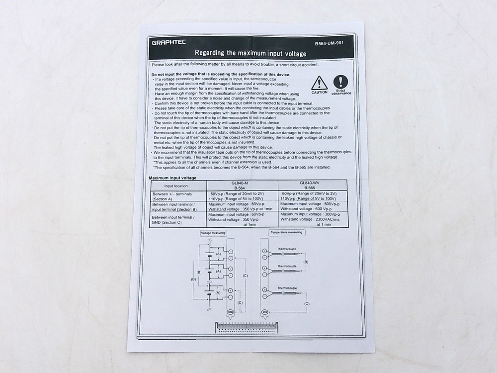 GRAPHTEC B-565 High-voltage high-precision terminal for GL840 R3558