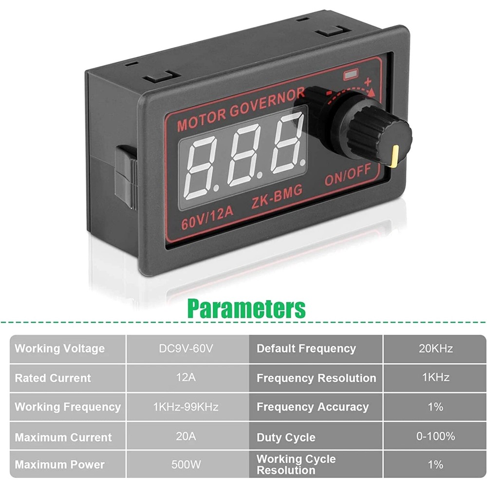 DC 9-60V PWM Motor Controller Module Digital Encoder Speed Adjustment 500W
