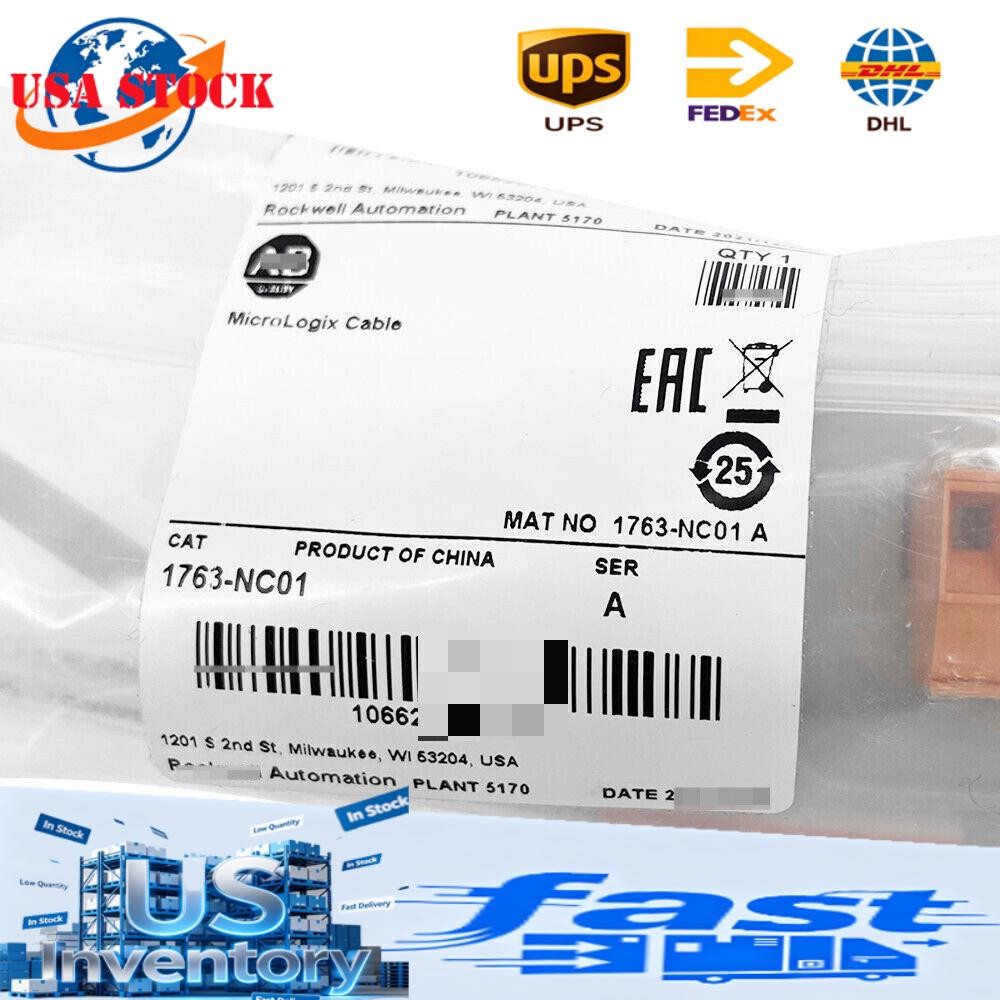 New AB 1763-NC01 MicroLogix DH-485 Comm Cable Surplus SEALED US