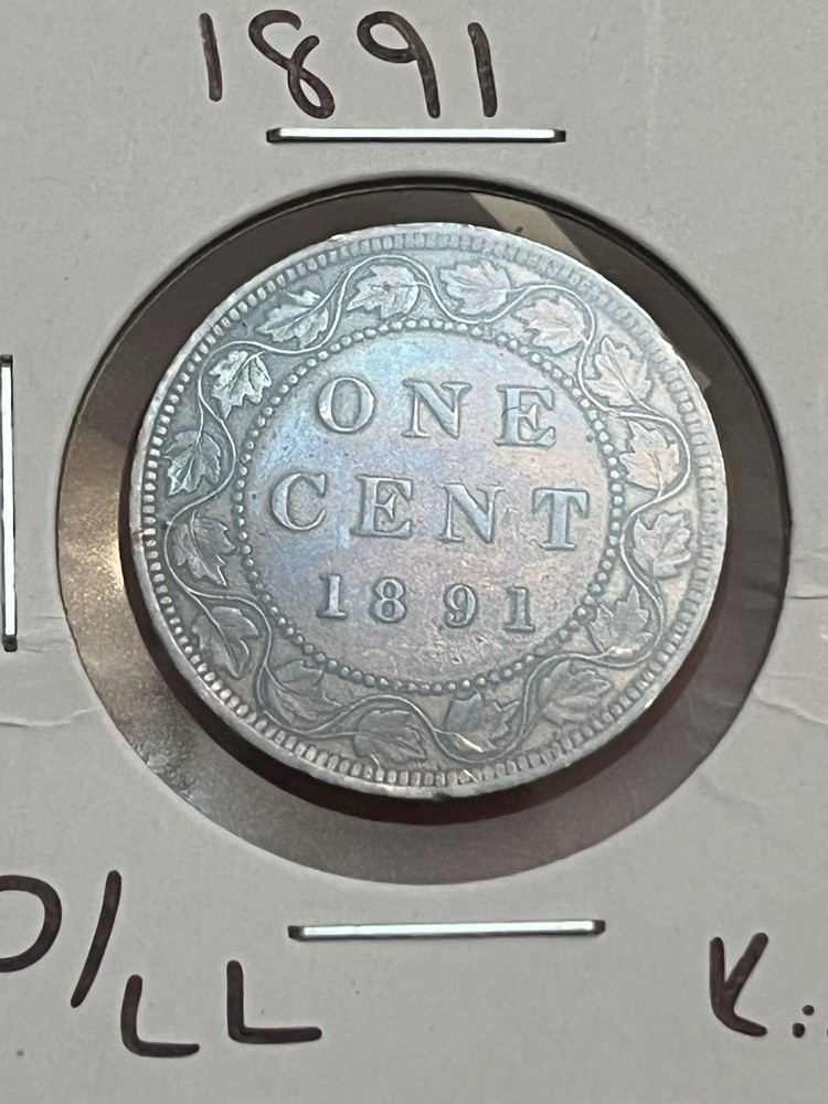 1 cent 1891 SD LL Obv. 2 Canada large Cent , Excellent Condition.