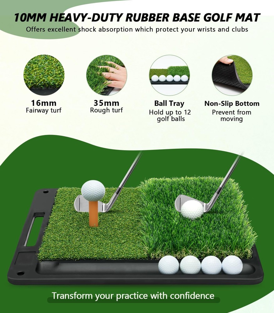 Golf Net for Hitting Practice, 10 x 7FT Golf Training Net with Mat and Target