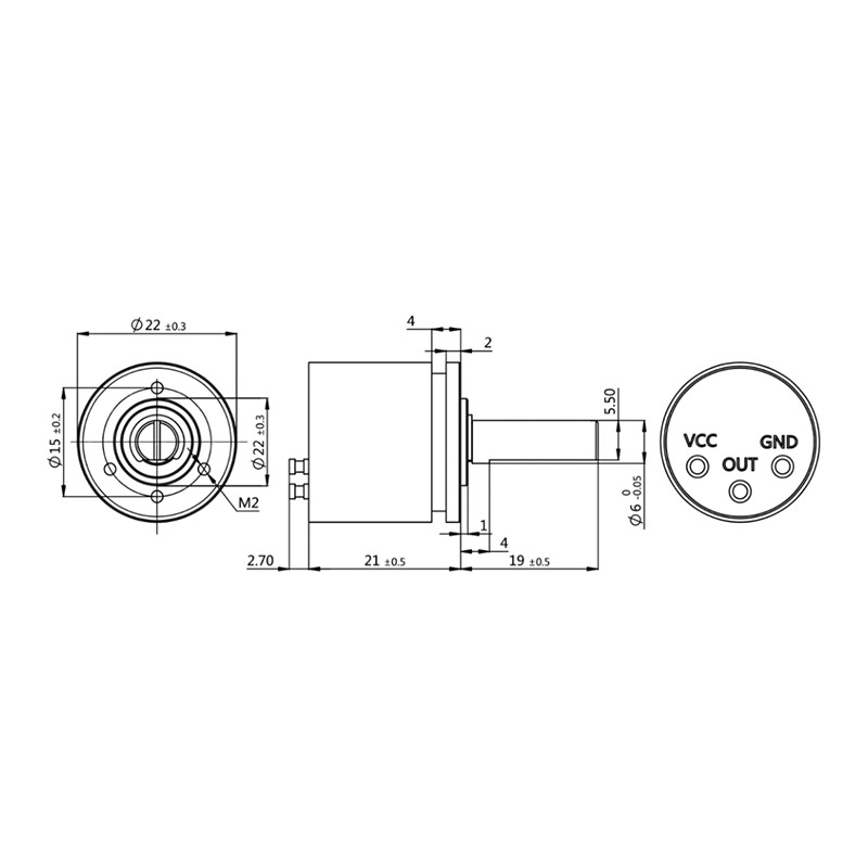 Angle Sensor Hall Effect Potentiometer Transducer Rotation Displacement DC 5V