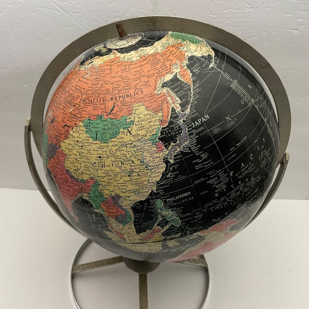 Vintage Replogle Black Globe Chrome 12" Diameter 1957-64