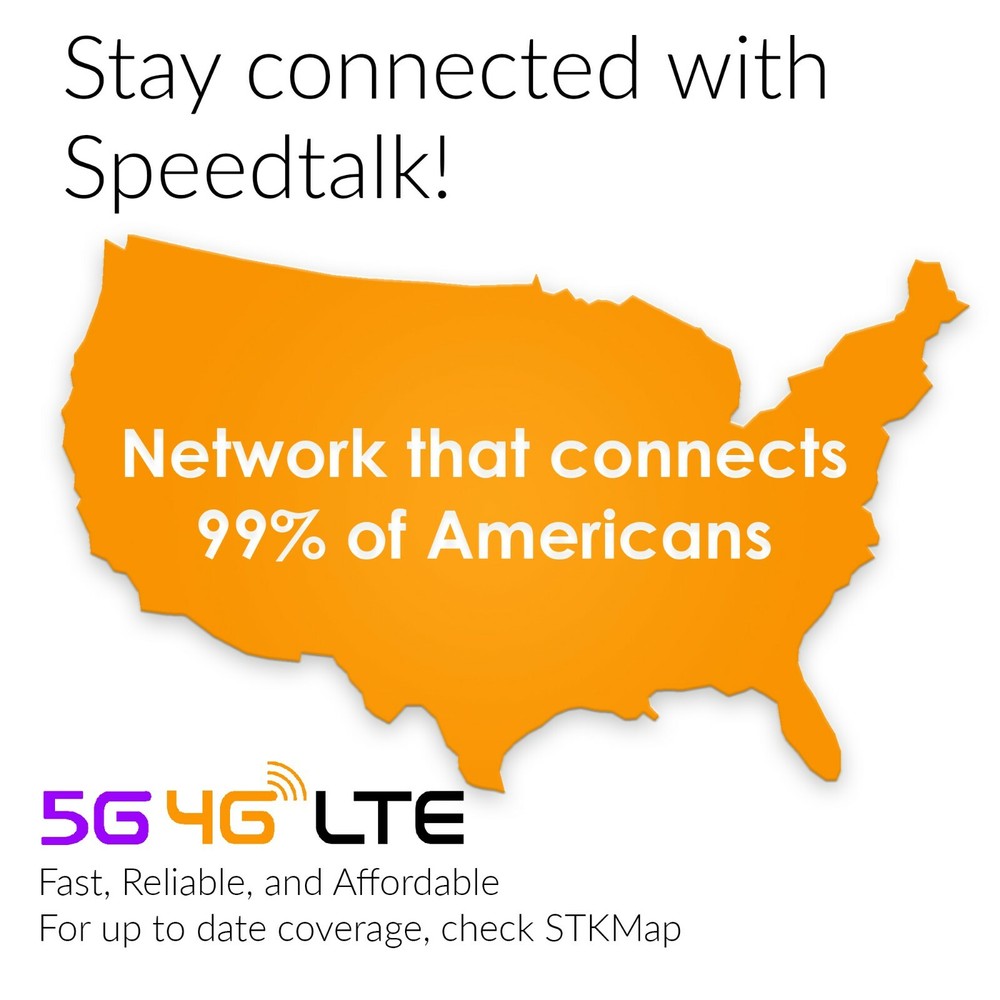 SpeedTalk 5G 4G GSM SIM Card Rollover Text Data Canada Mexico Roaming