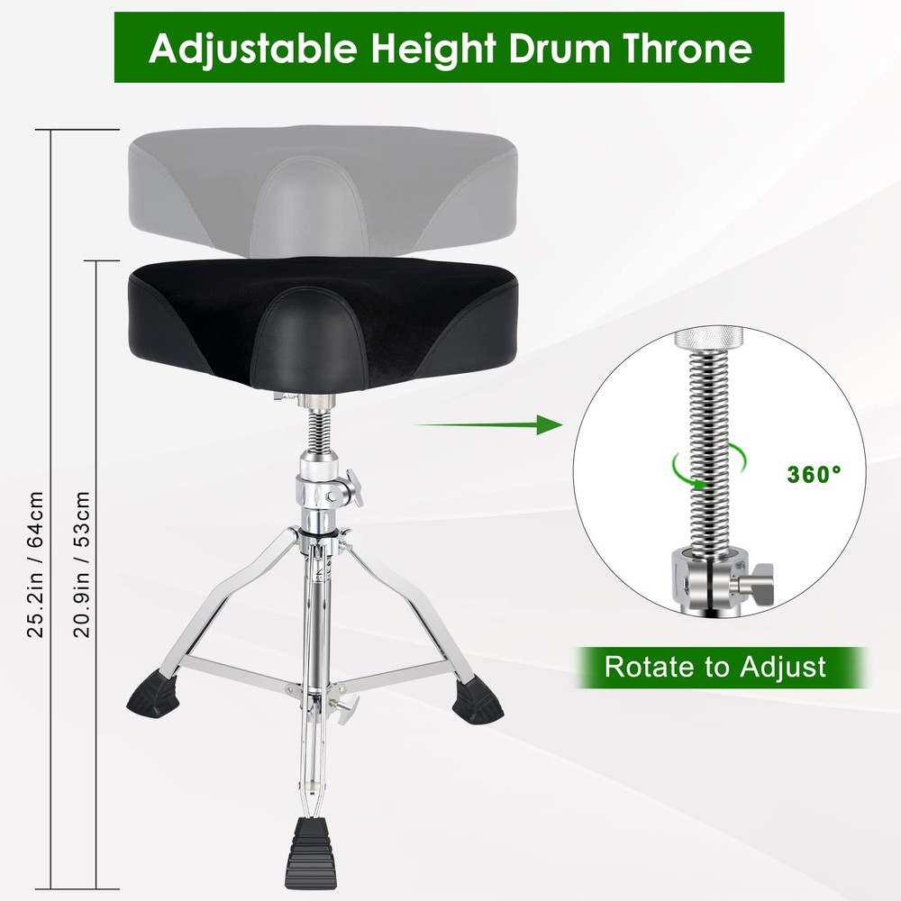 Drum Throne Drum Seat Height Adjustable,Rotatable Padded Drum Stools Motorcyc...