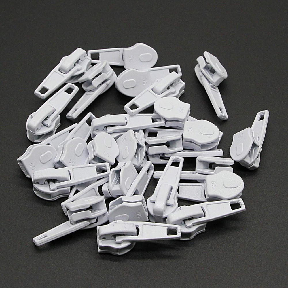 Nylon Zipper - 10 Yards Continuous, 5# Cuttable, with 25 White Zipper Pull Slide