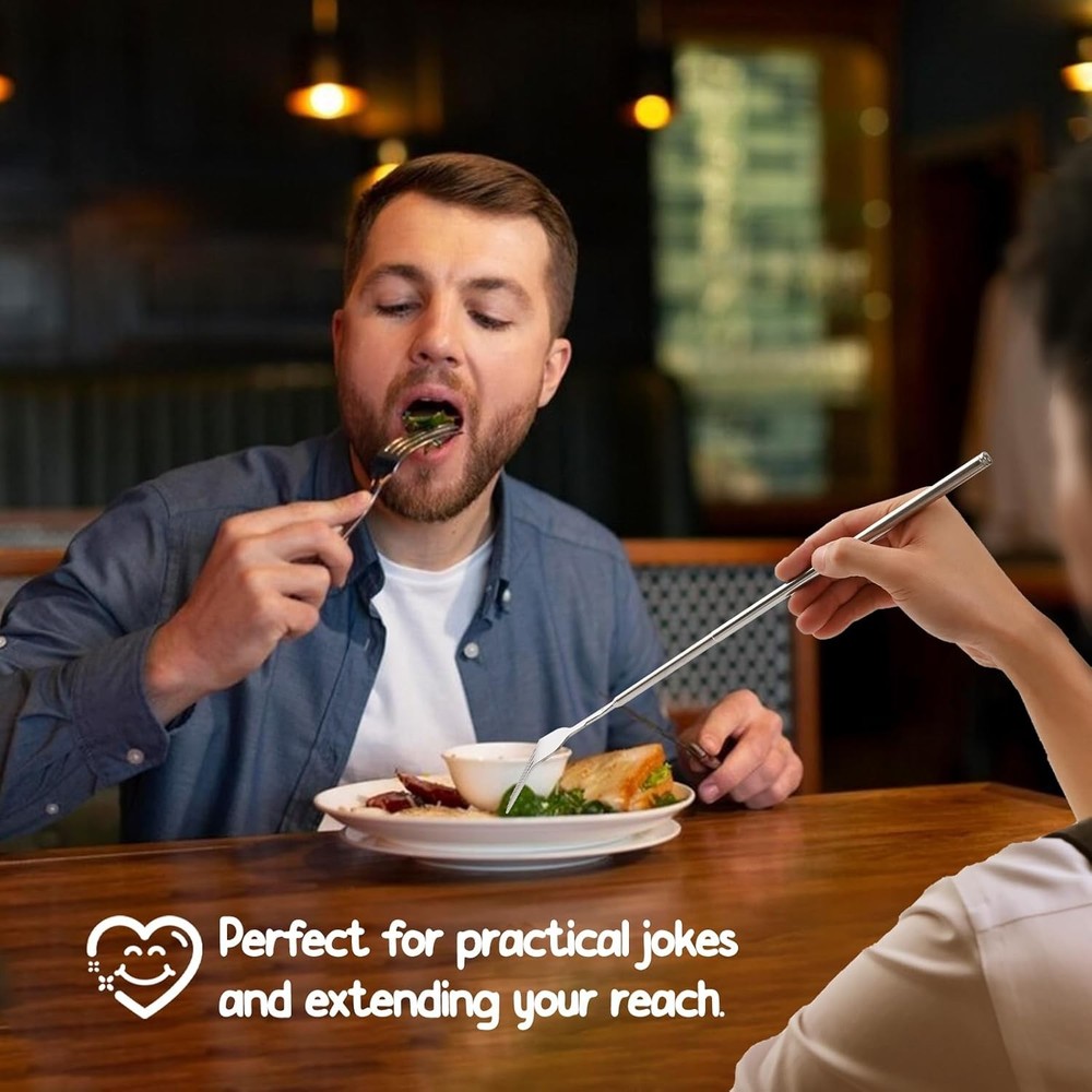 【3 PCS】Extendable Fork for Jokes, Expandable Forks, Silver