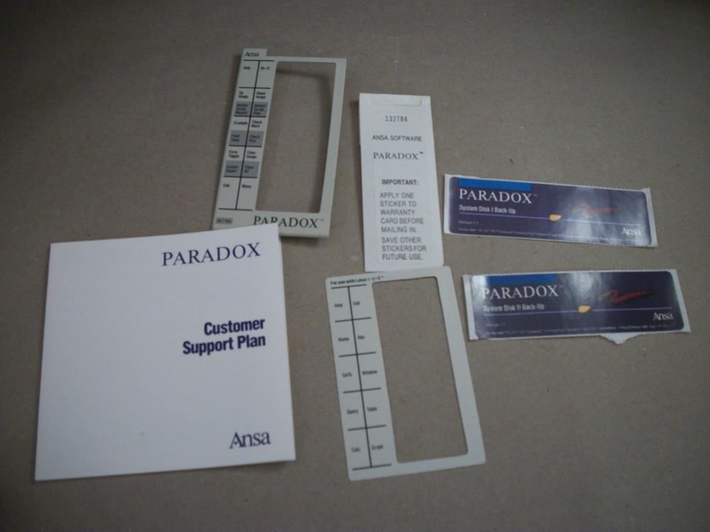 1985 Ansa Paradox Relational Database Software Version 1.1 MS-DOS 5.25 Disks
