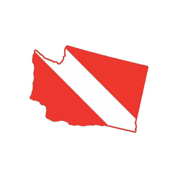 Washington State Shaped Diver Down Flag Sticker Decal