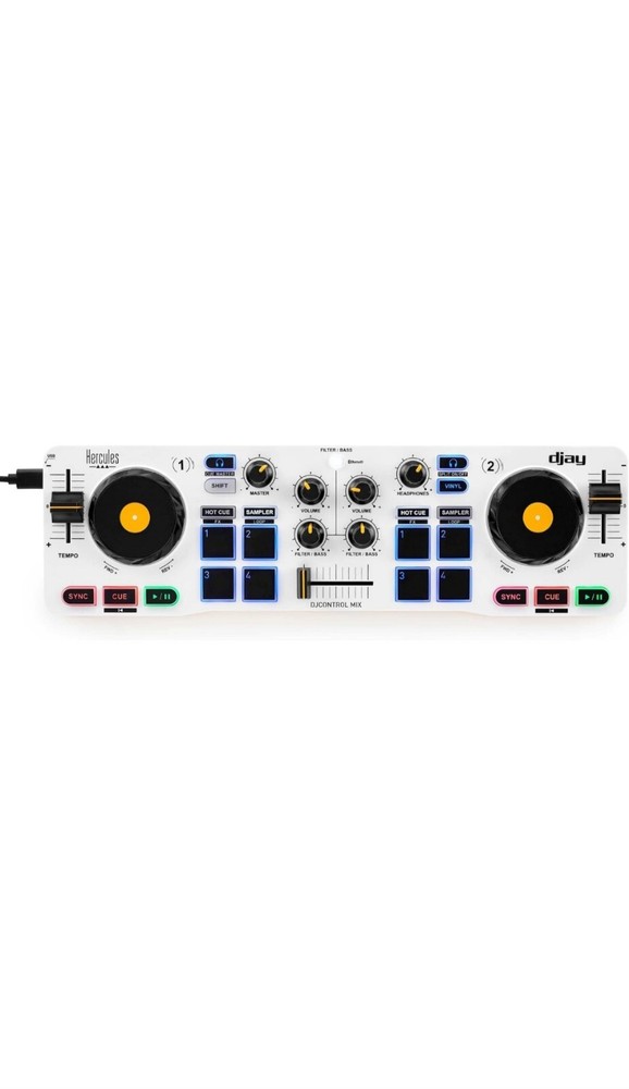 Hercules DJControl Mix Wireless Double Deck Controller - White