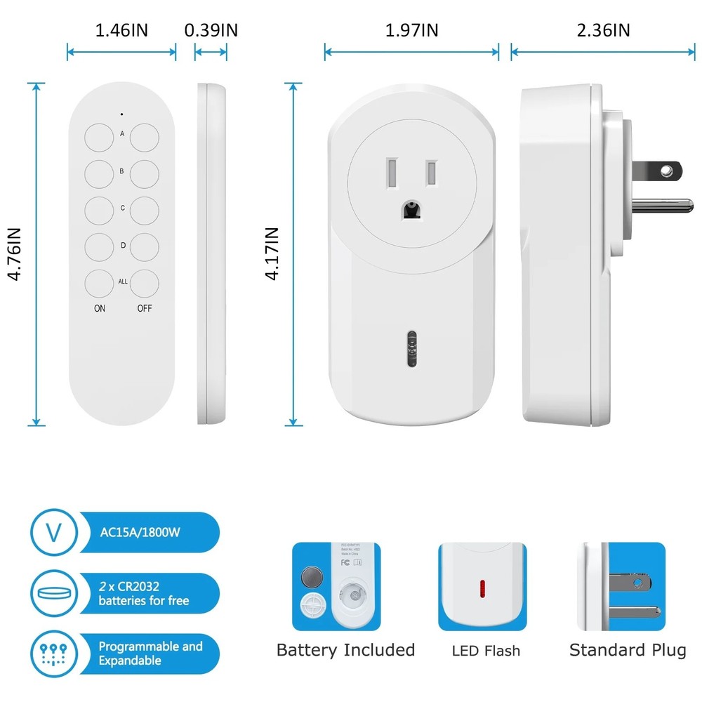 Surnice Wireless Remote Control Socket with Remote- White - Open Box