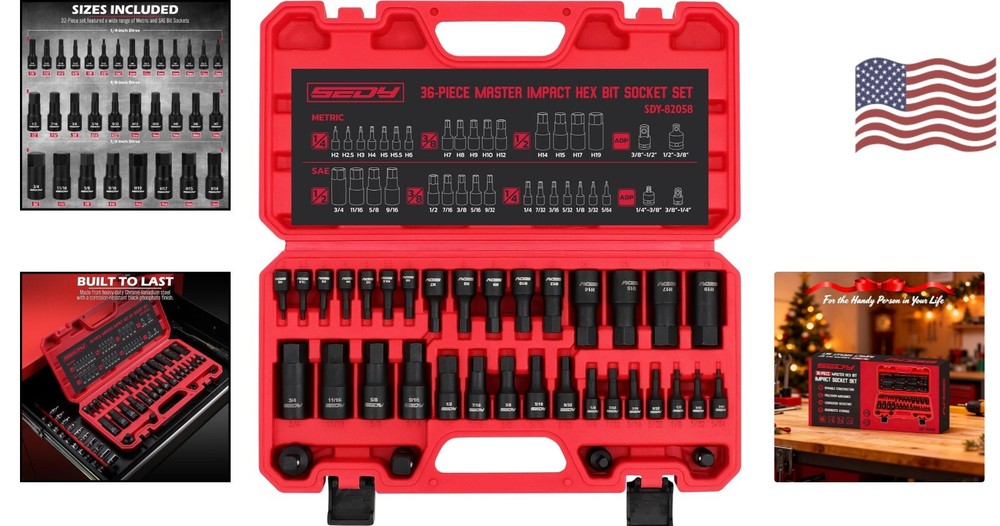Durable 36-Piece Allen Impact Socket Set - Complete with Storage Case & Adapters