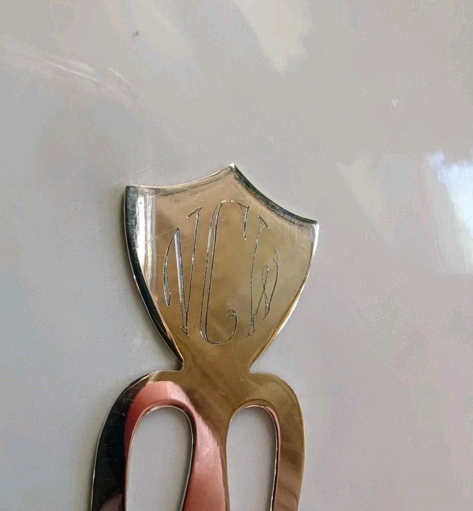 Sterling Silver Bookmark "NCW" Monogram Initial Signed Concra Shield Shape
