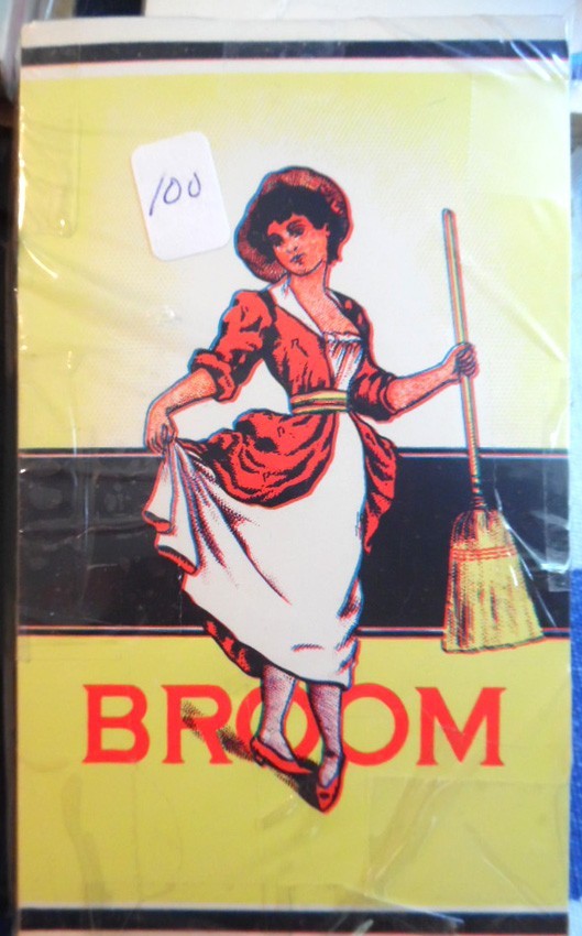 Vintage Broom Labels--CHAMBERMAID & RED ROSE, 100 of each, unused and beautiful