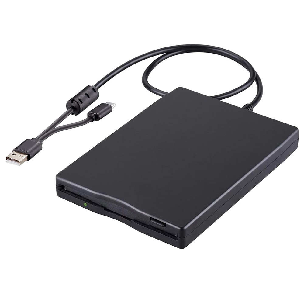 Floppy Disk Reader, 3.5 inch External USB & Type-C 1.44MB FDD Floppy Disk Dri...