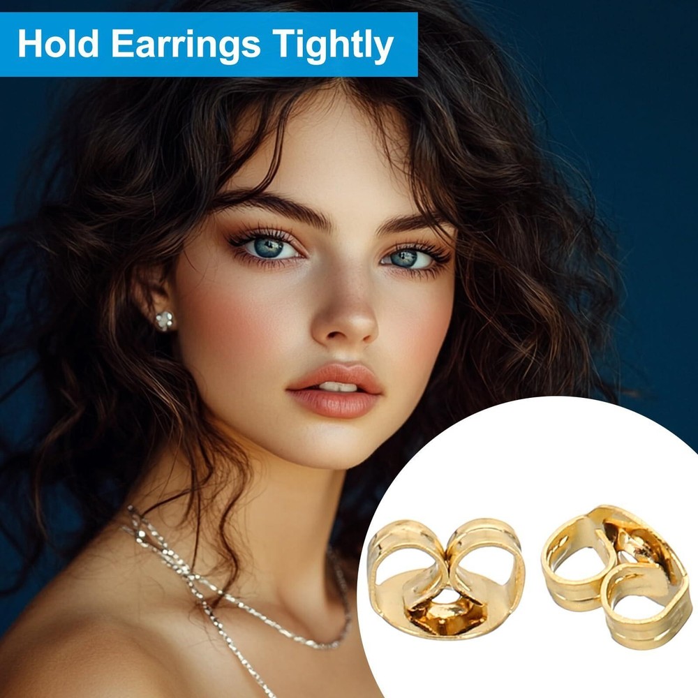 6 Pcs Earring Backs, 14k Gold Locking Earring Backs Replacements