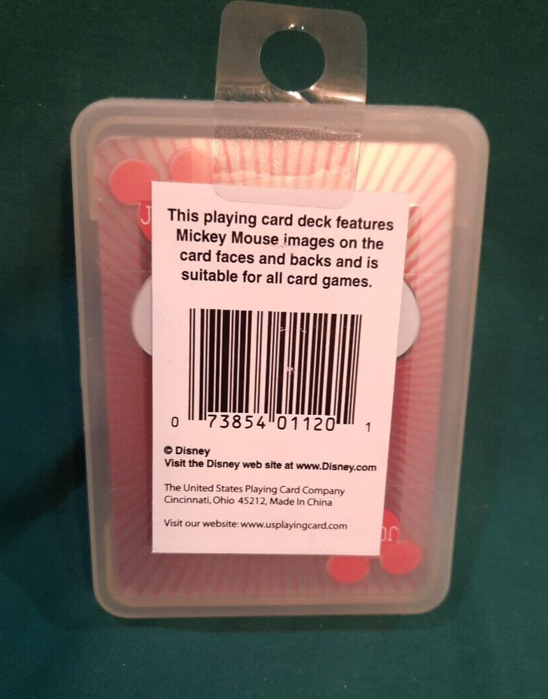 Disney Mickey Mouse Playing Card Deck in a Clear Plastic Case NEW