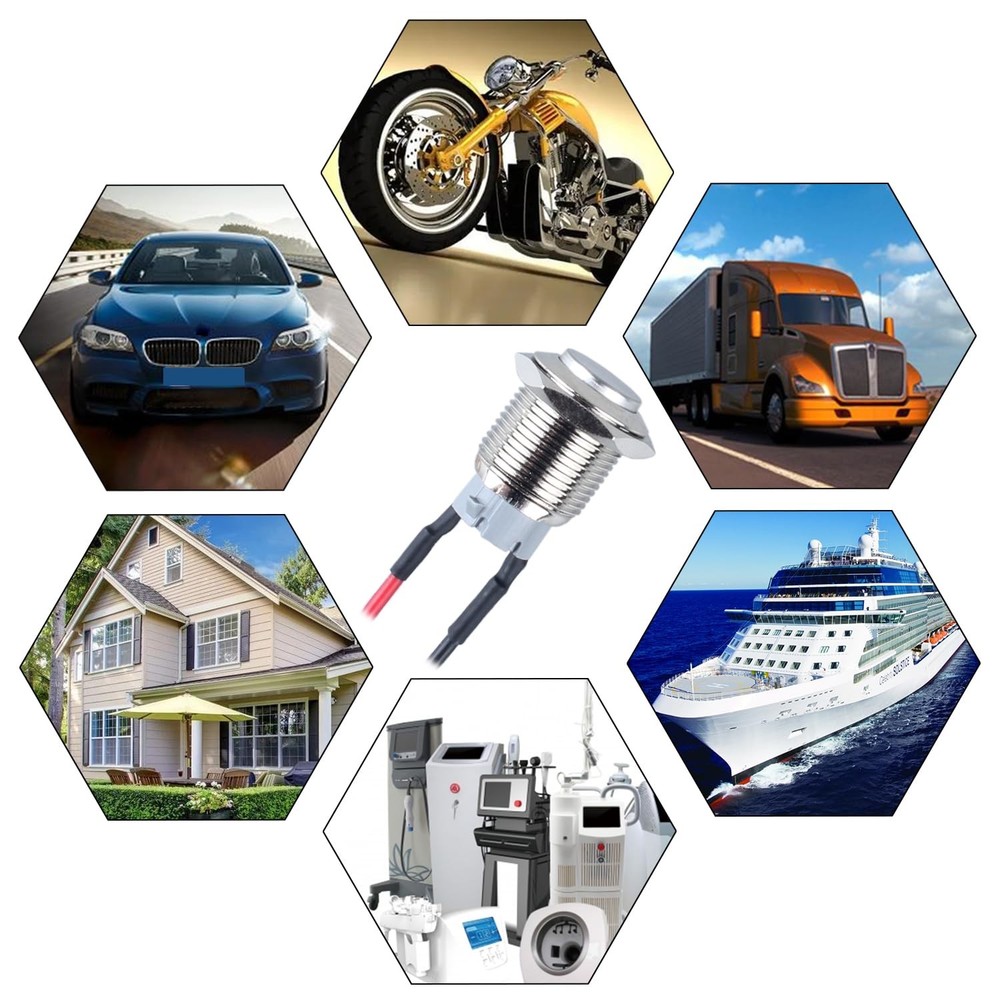 DMWD 2pcs 19mm Latching Metal Push Button Switch High Round Latching, Silver